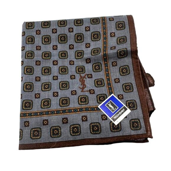 Yves Saint Laurent Vintage Handkerchief / Pocket Square / Small Scarf 19" - Picture 1 of 11